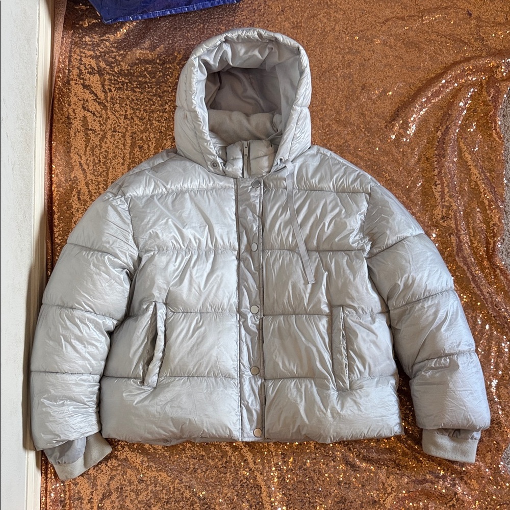 Gap Women’s Silver Coldcontrol Max Puffer Coat with Hood - Picture 1 of 5